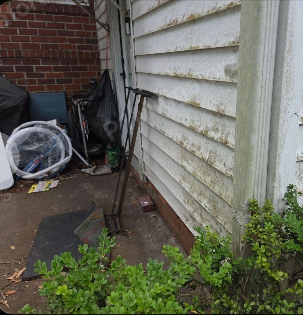 Deck project before — Mildewed siding and dead space turned into a clean covered bar deck — Jacksonville FL by P1Mitigators