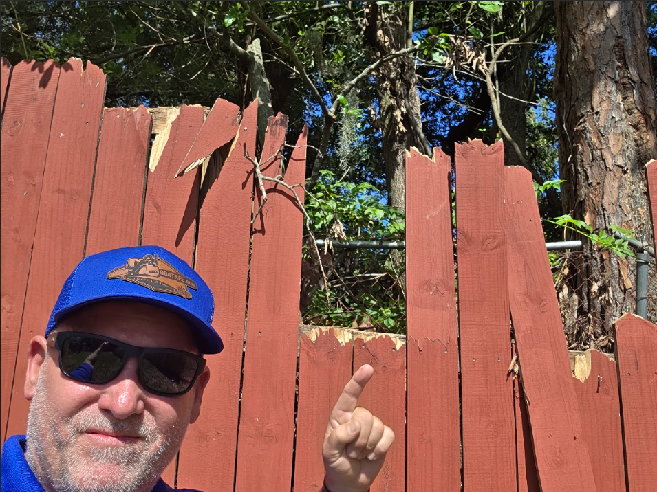 Fence damage before repair photo 4 — P1Mitigators Jacksonville FL