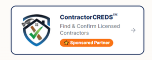 ContractorCREDS℠ sponsored-partner badge: Find and Confirm Licensed Contractors