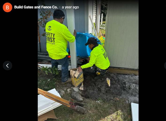 Build Gates and Fence Co. crew setting fence posts
