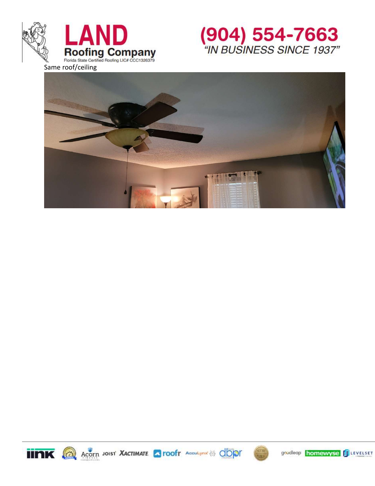 Interior Ceiling Damage — Bedroom at 3545 Raymur Villa Dr