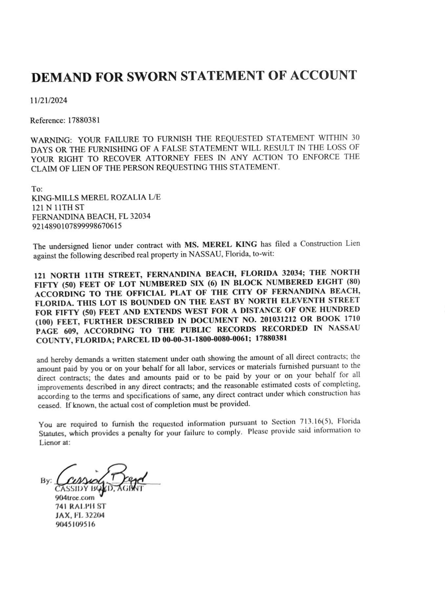 Home Lien Filing — 121 N 11th St, Fernandina Beach, FL 32034 (Page 2)