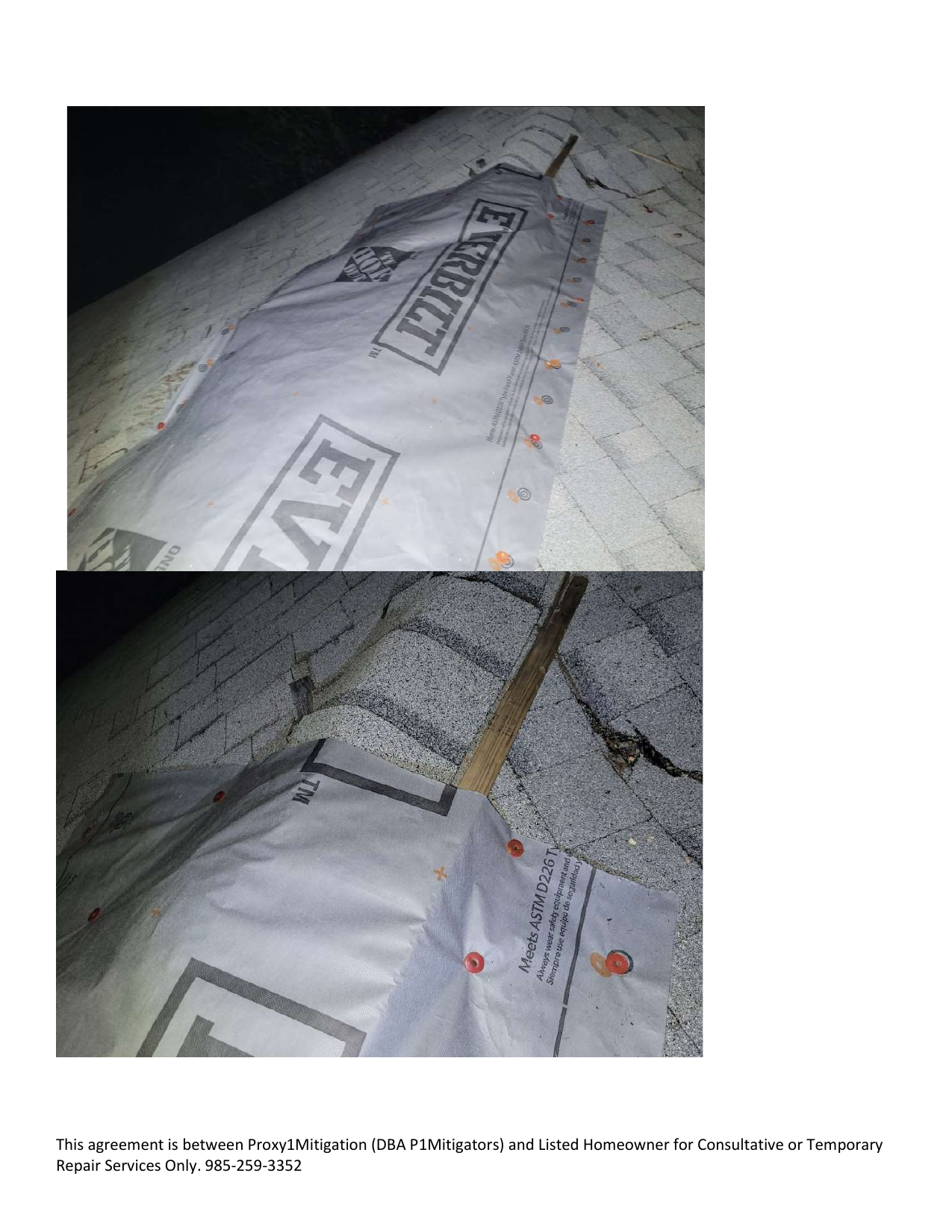 Temp Roof Repairs — Night Work Photos (Peel-N-Stick, Synthetic Felt, Batten Strips)