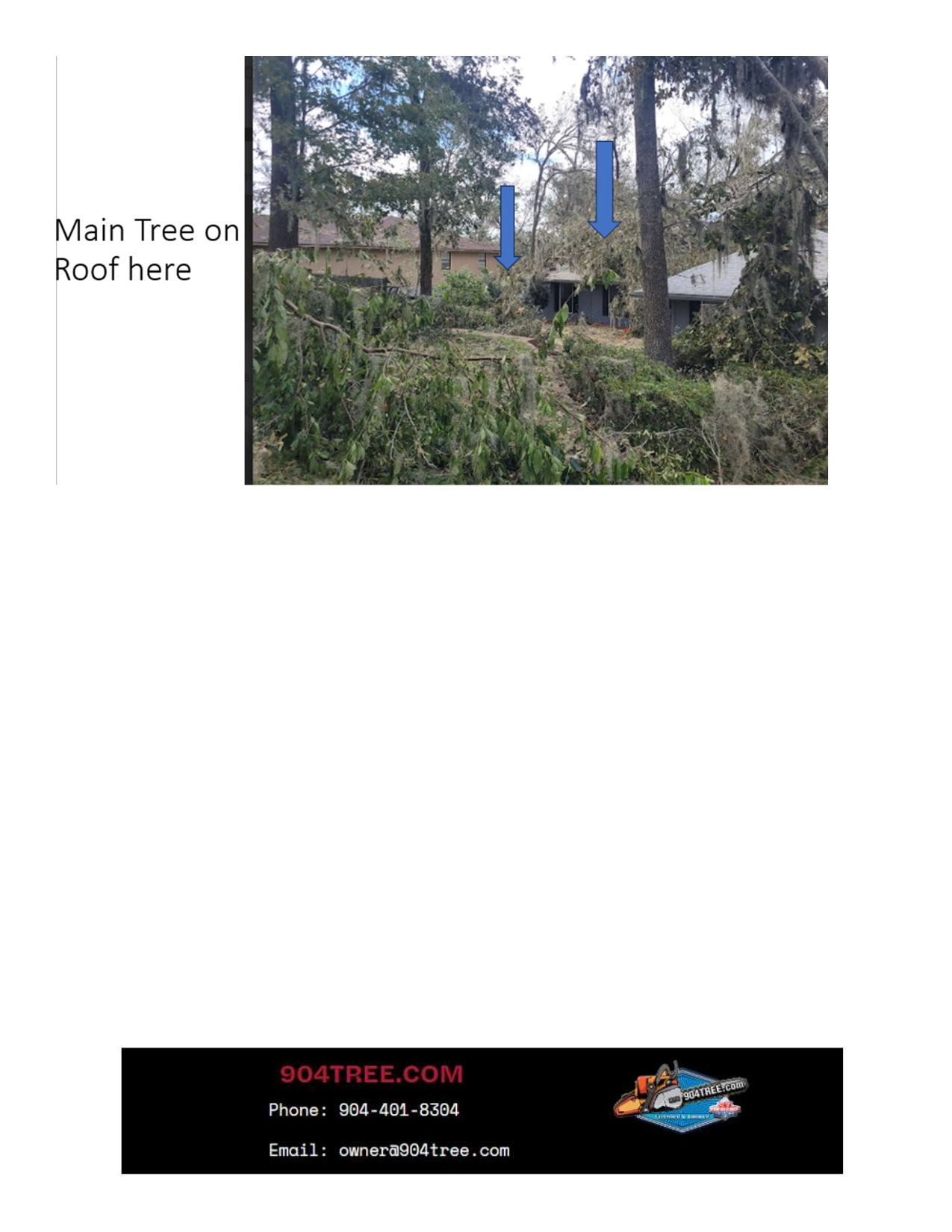 Main Tree on Roof — 5024 Hammock Trail, Lake Park GA (Hurricane Helene Damage)