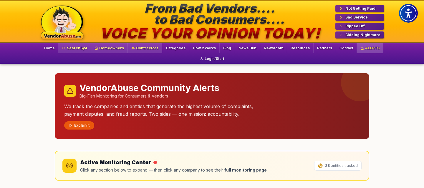 VendorABUSE.com community alerts monitoring preview